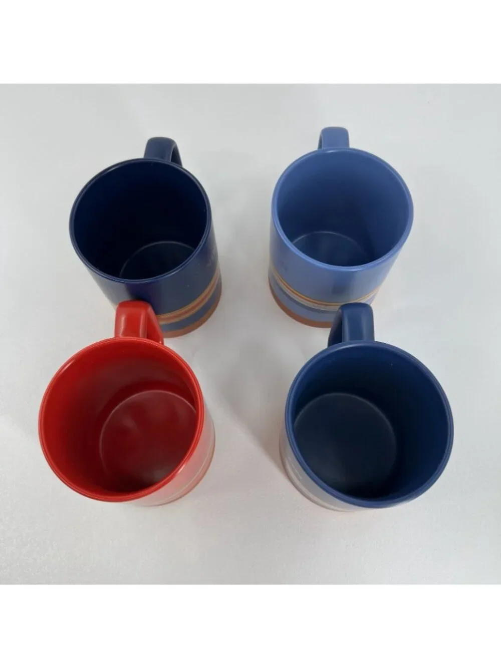 Pendleton National Parks Stoneware Coffee Mugs Set Ceramic 18oz Striped Blue Red